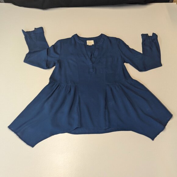 Maeve by Anthropologie Size 2 Medium Blue Asymmetrical Blouse - Picture 1 of 13